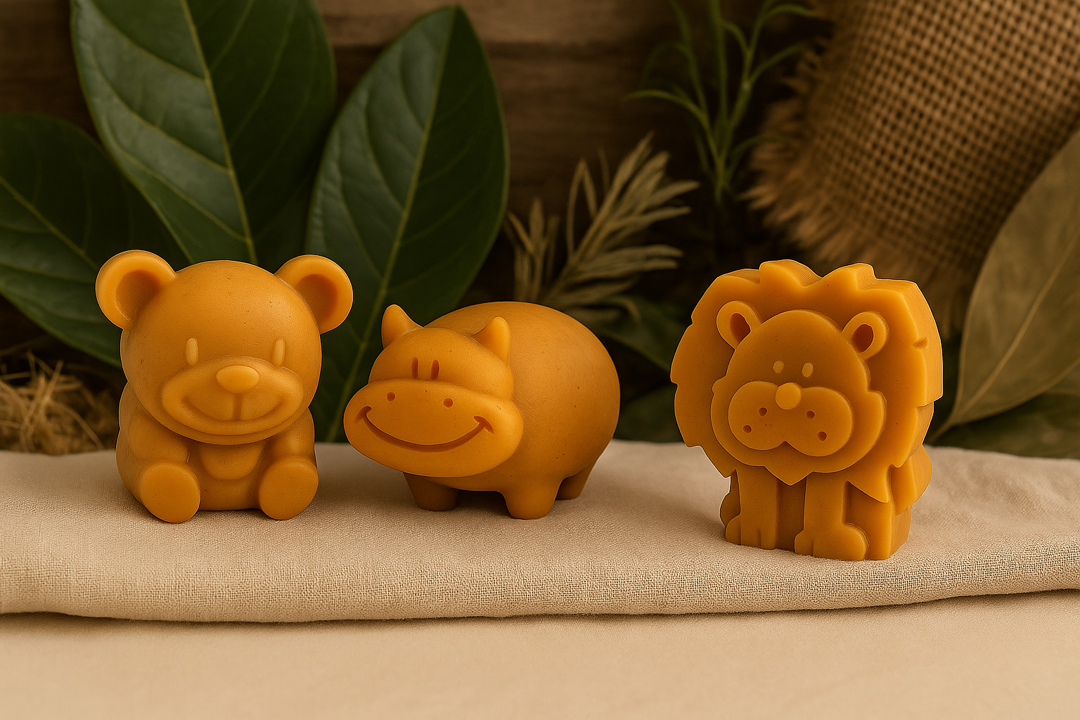 Turmeric Kids Soap Bar – Gentle Cleansing with Lion, Hippo & Teddy Bear Shapes  Natural & Fun Bath Time